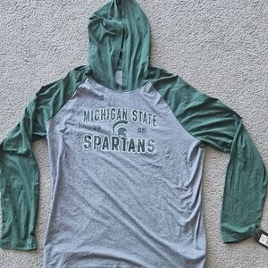 NEW Mens Michigan State Spartans/Hooded Long Sleeve/Hooded Tee Shirt. Size 3XL.